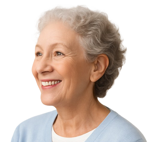 Mujer sonriente con audióloga